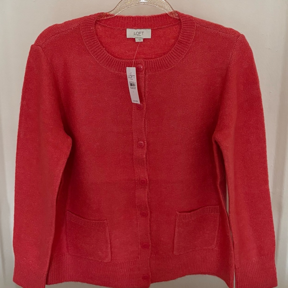 LOFT Women's Vibrant Red Cardigan